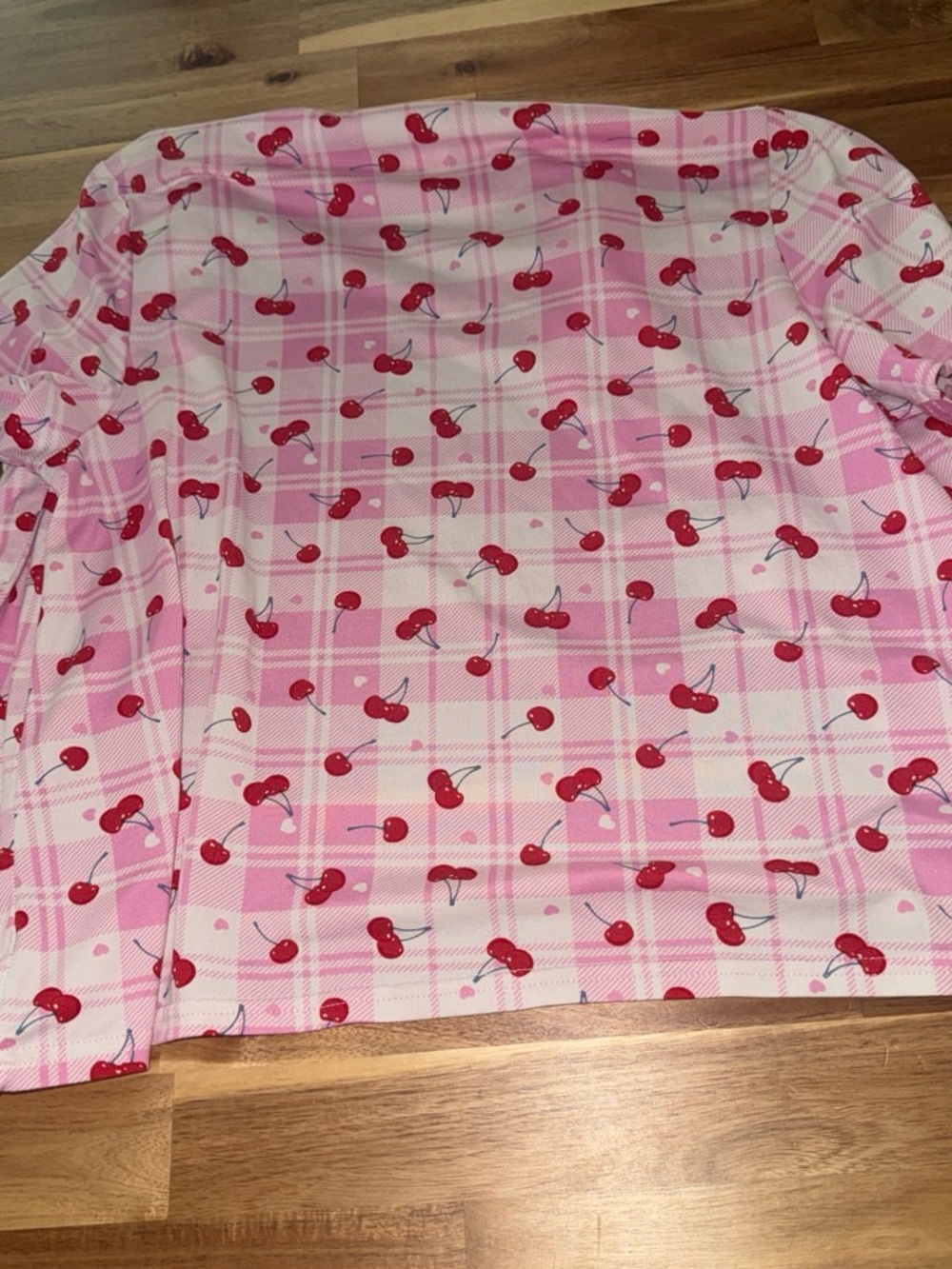 Pink Cherry Plaid Short Pajama Set - Women's Sleepwear - Picture 4 of 6
